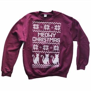 Cat Meowy Christmas Ugly Christmas Sweater Medium